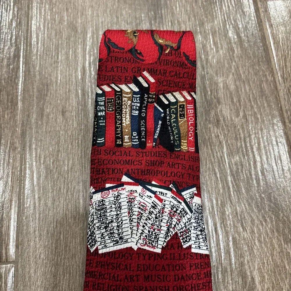 Men’s  Novelty Tie For Teacher Professor Academic Motif Books School‎